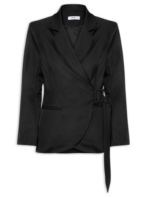 Blazer Feminino Transpassado – Preto