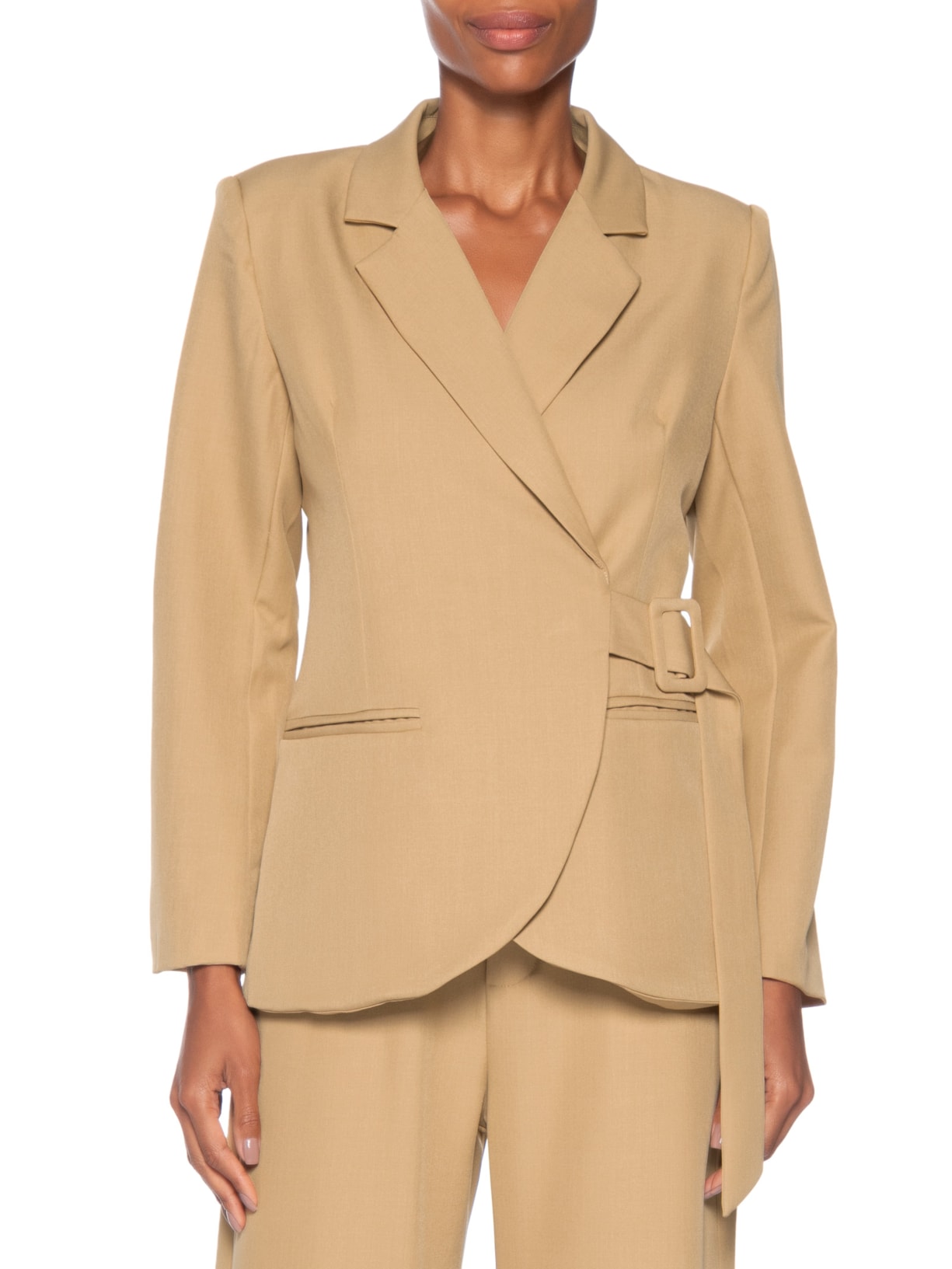 Blazer Feminino Transpassado Bege Basiq