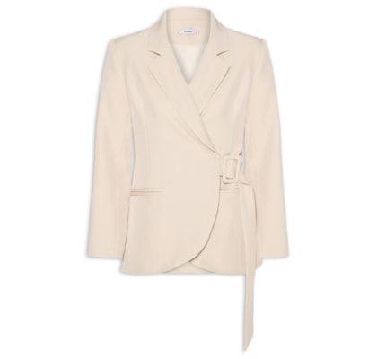 Blazer Feminino Transpassado – Bege