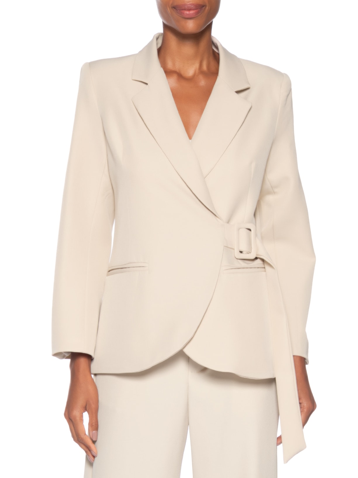 Blazer Feminino Transpassado – Bege Basiq