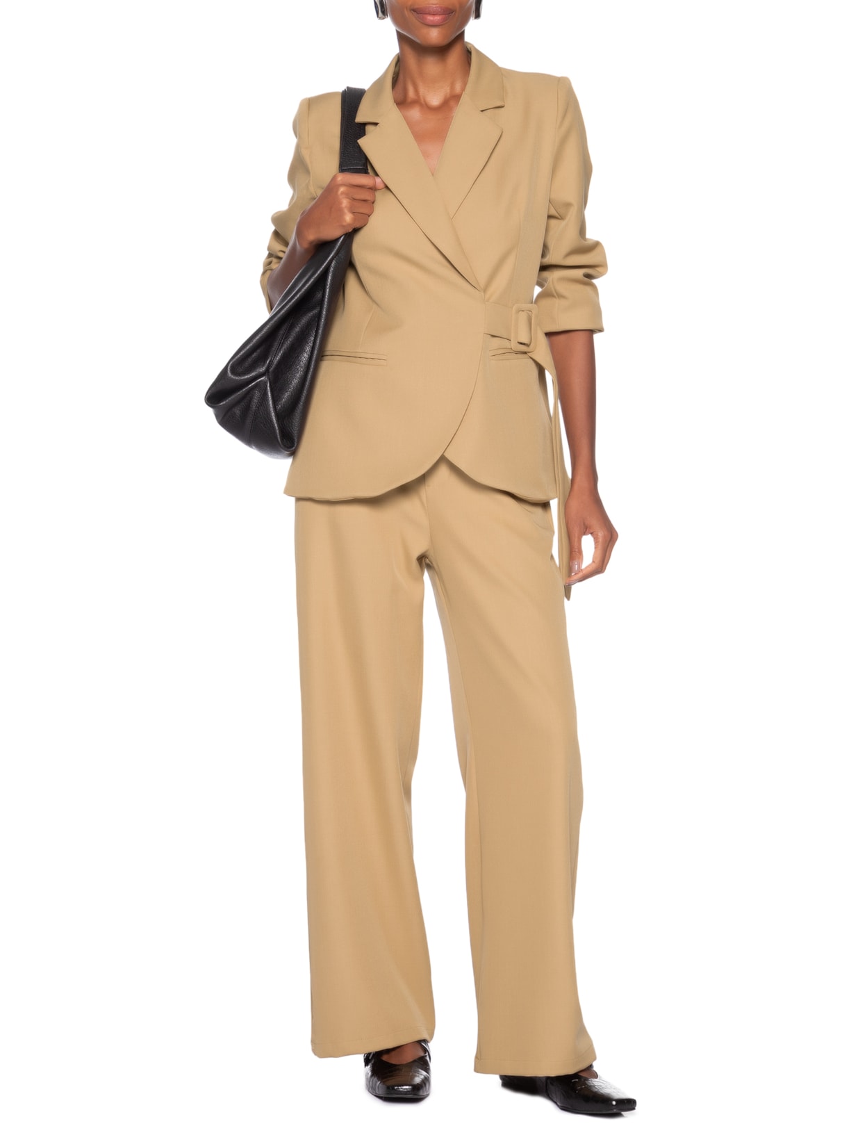 Blazer Feminino Transpassado – Bege Basiq
