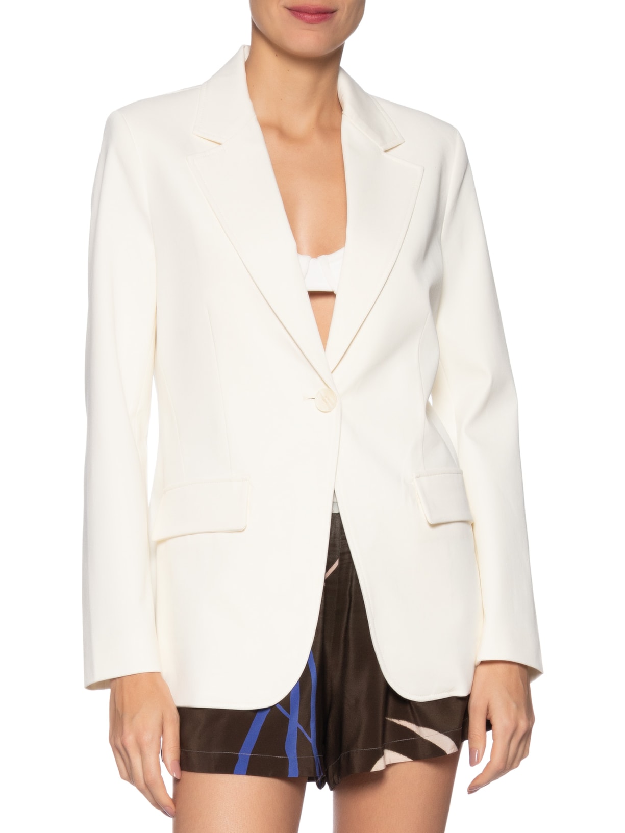 Blazer Feminino Uno Branco Animale