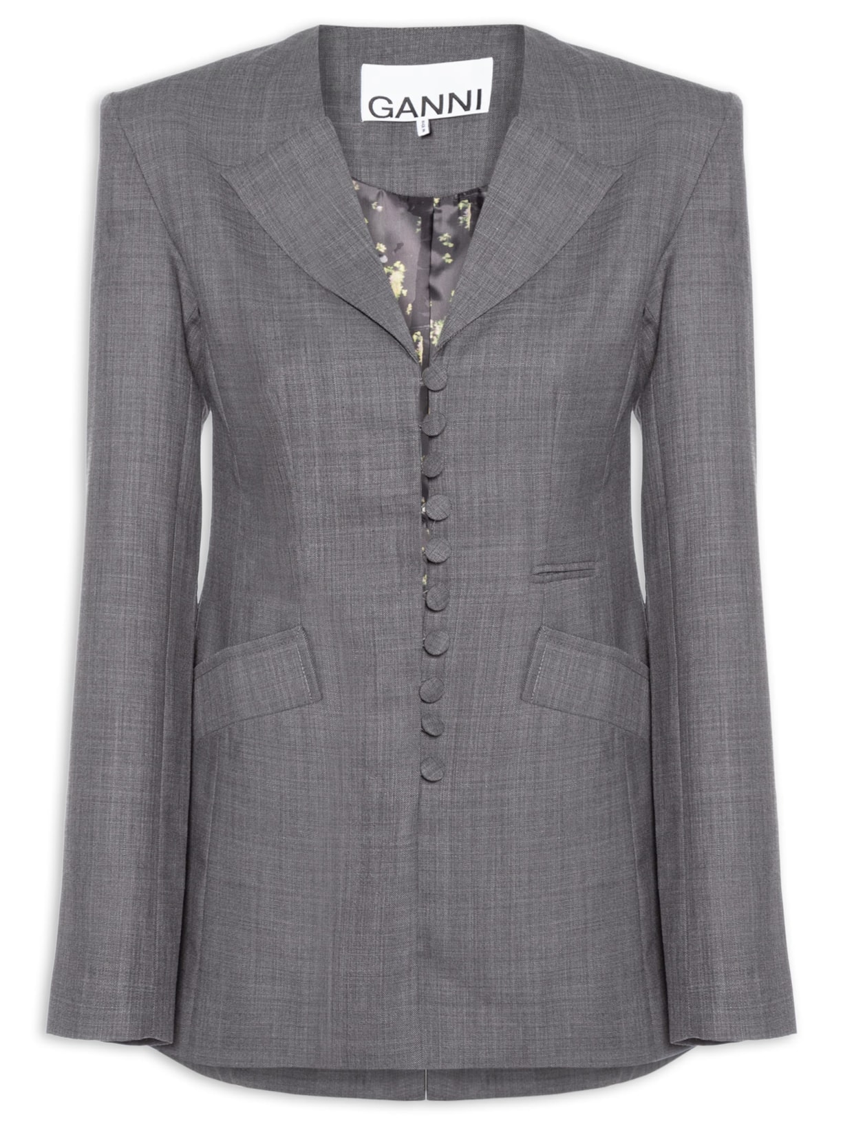 Blazer Feminino Wool Malage Suiting Long Button - Cinza