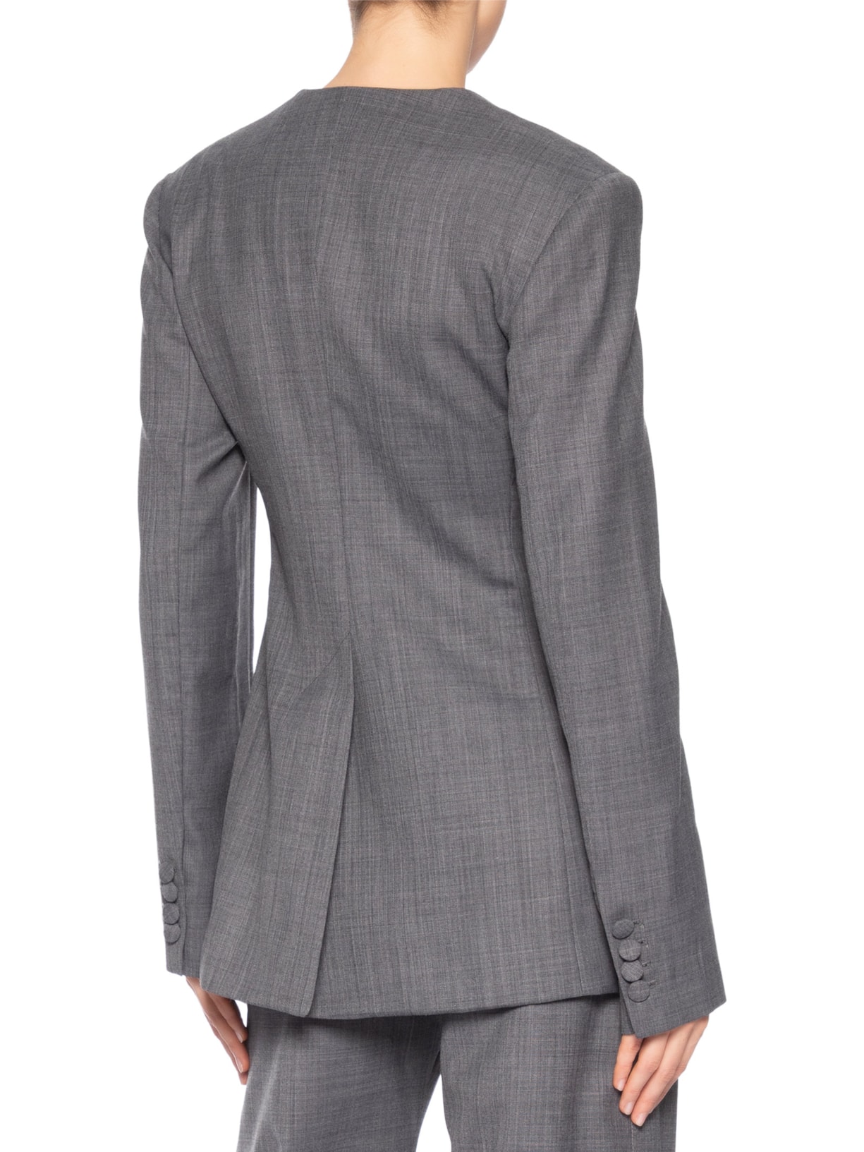 Blazer Feminino Wool Malage Suiting Long Button Cinza Ganni