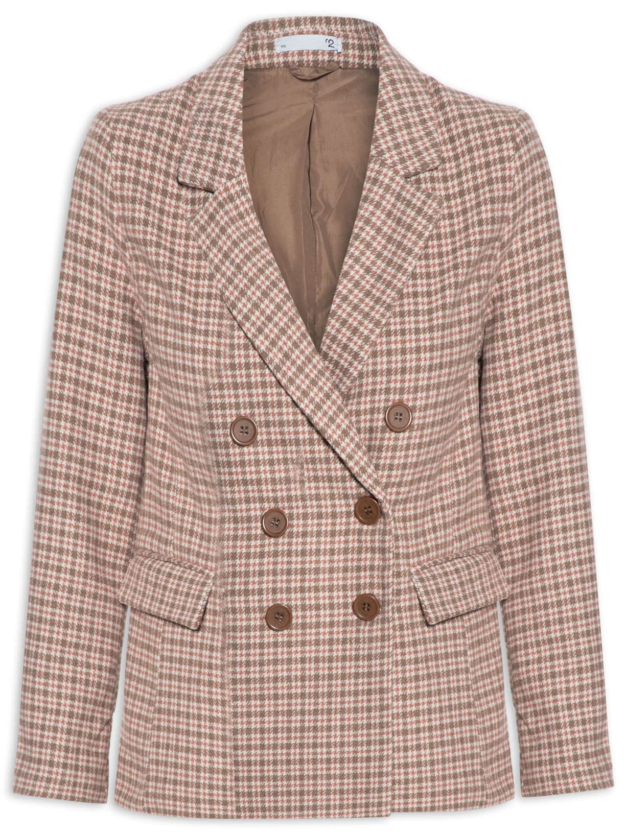 Blazer Feminino Xadrez Seis Botões - Rosa