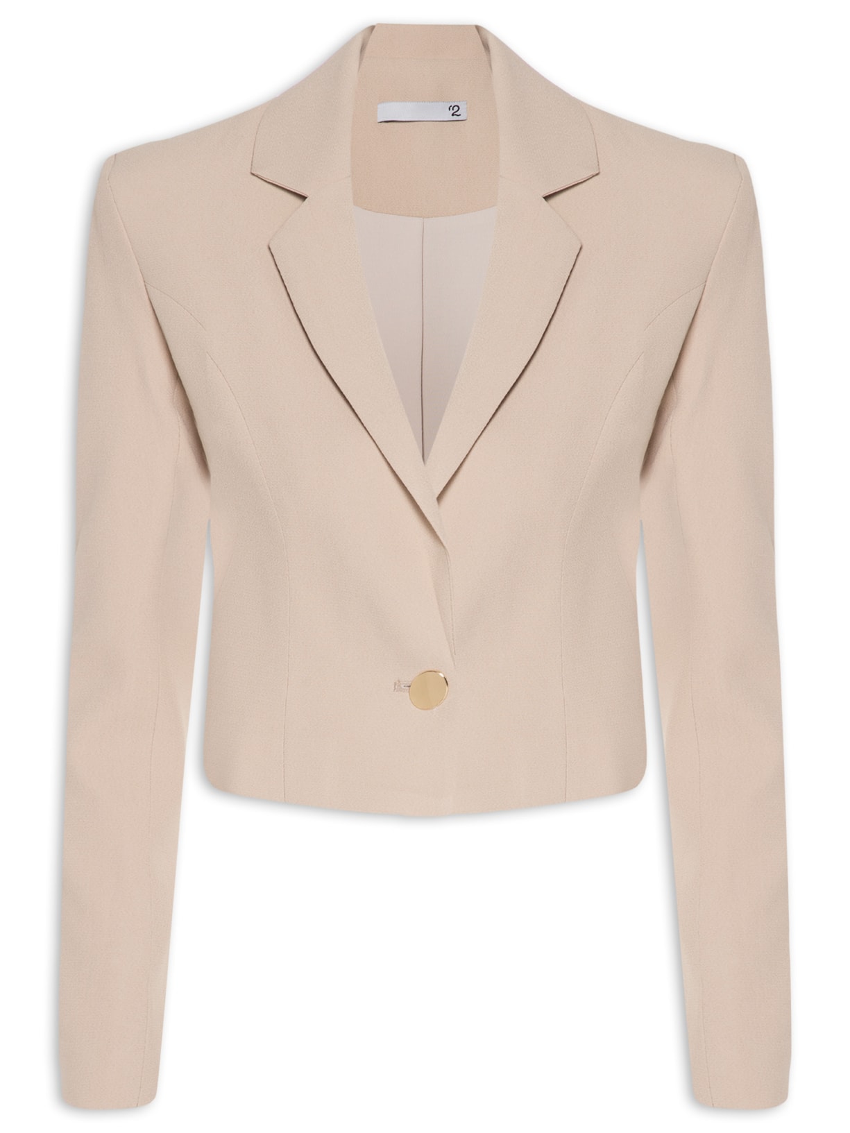 Blazer Feminno Cropped Em Crepe - Bege