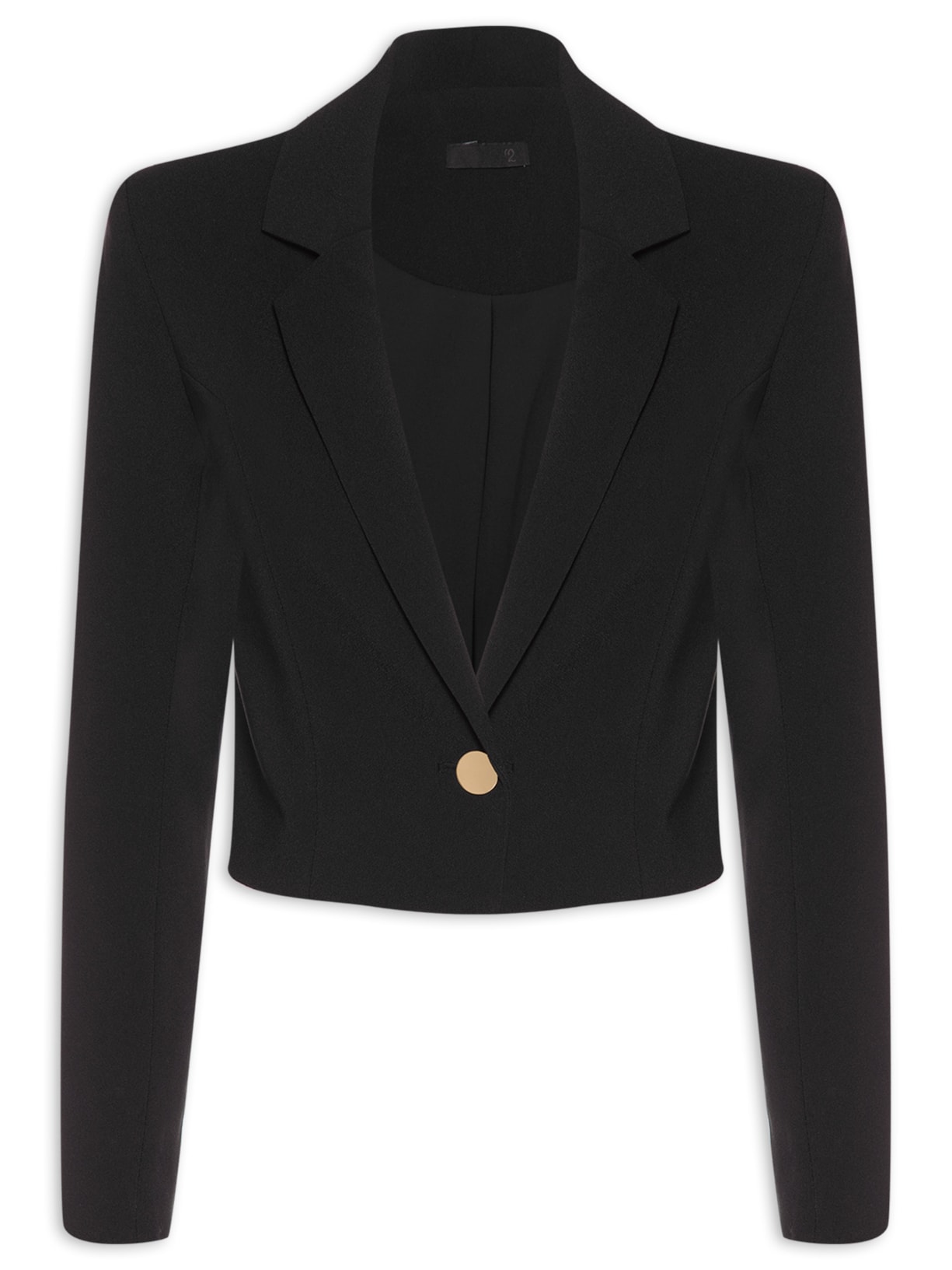 Blazer Feminno Cropped Em Crepe - Preto