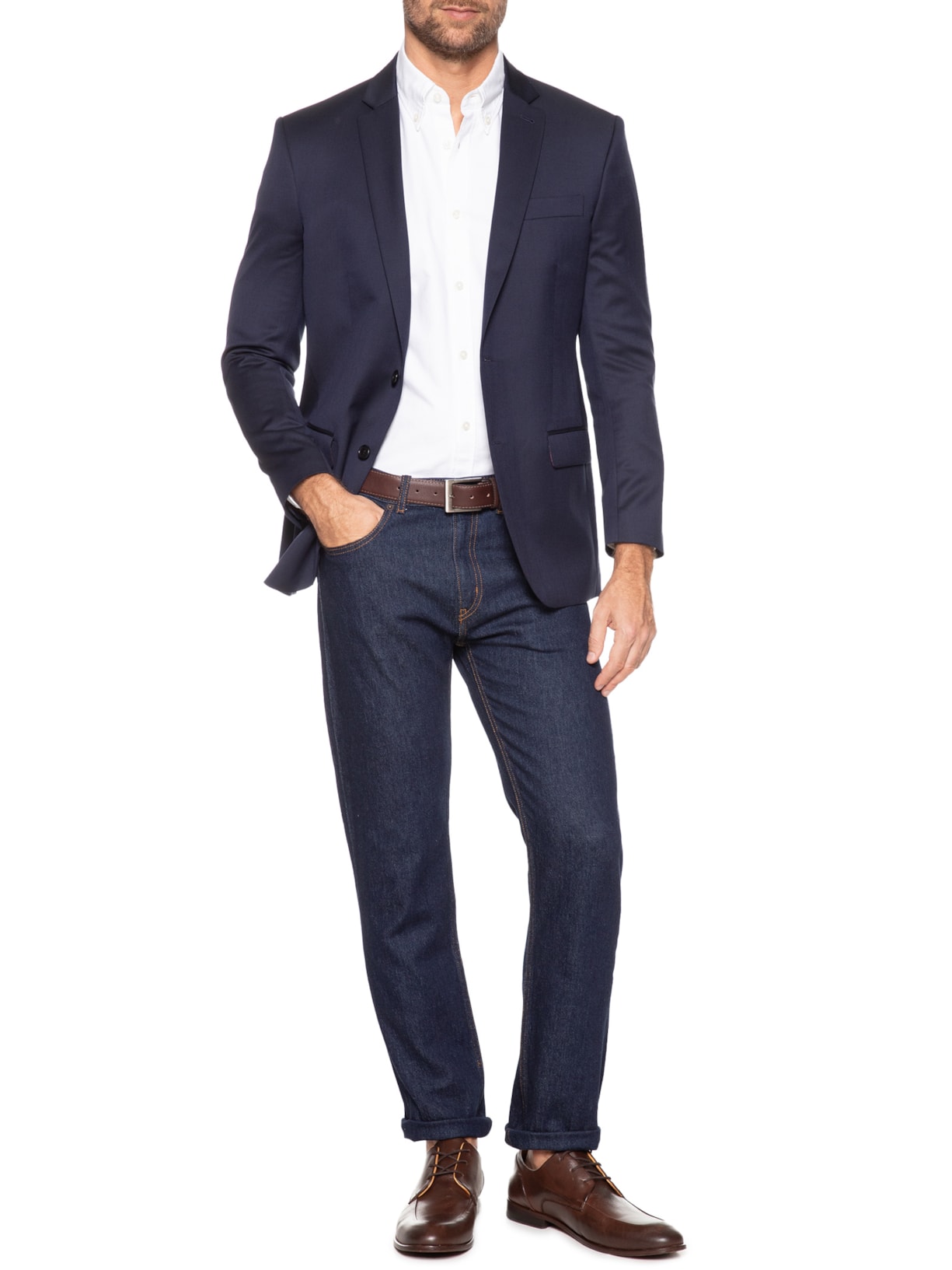 Blazer Masculino 2 Botões Live Liso Azul Ricardo Almeida