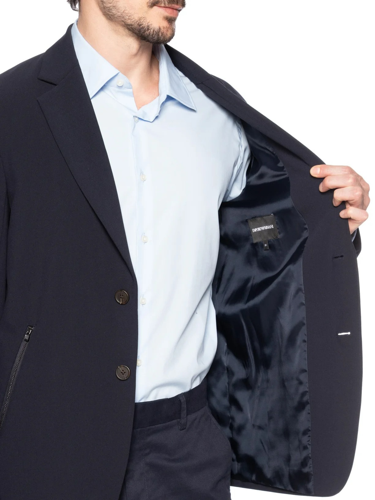 Blazer Masculino Com Zíper Azul Emporio Armani