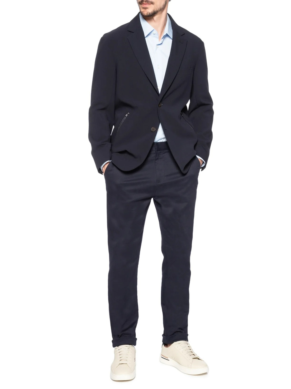 Emporio Armani - Blazer Masculino Com Zíper - Azul