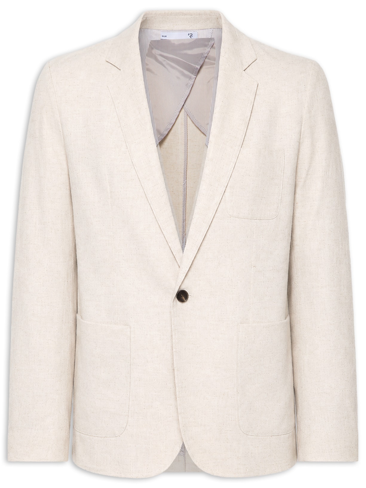 Blazer Masculino Em Blend Linho - Bege