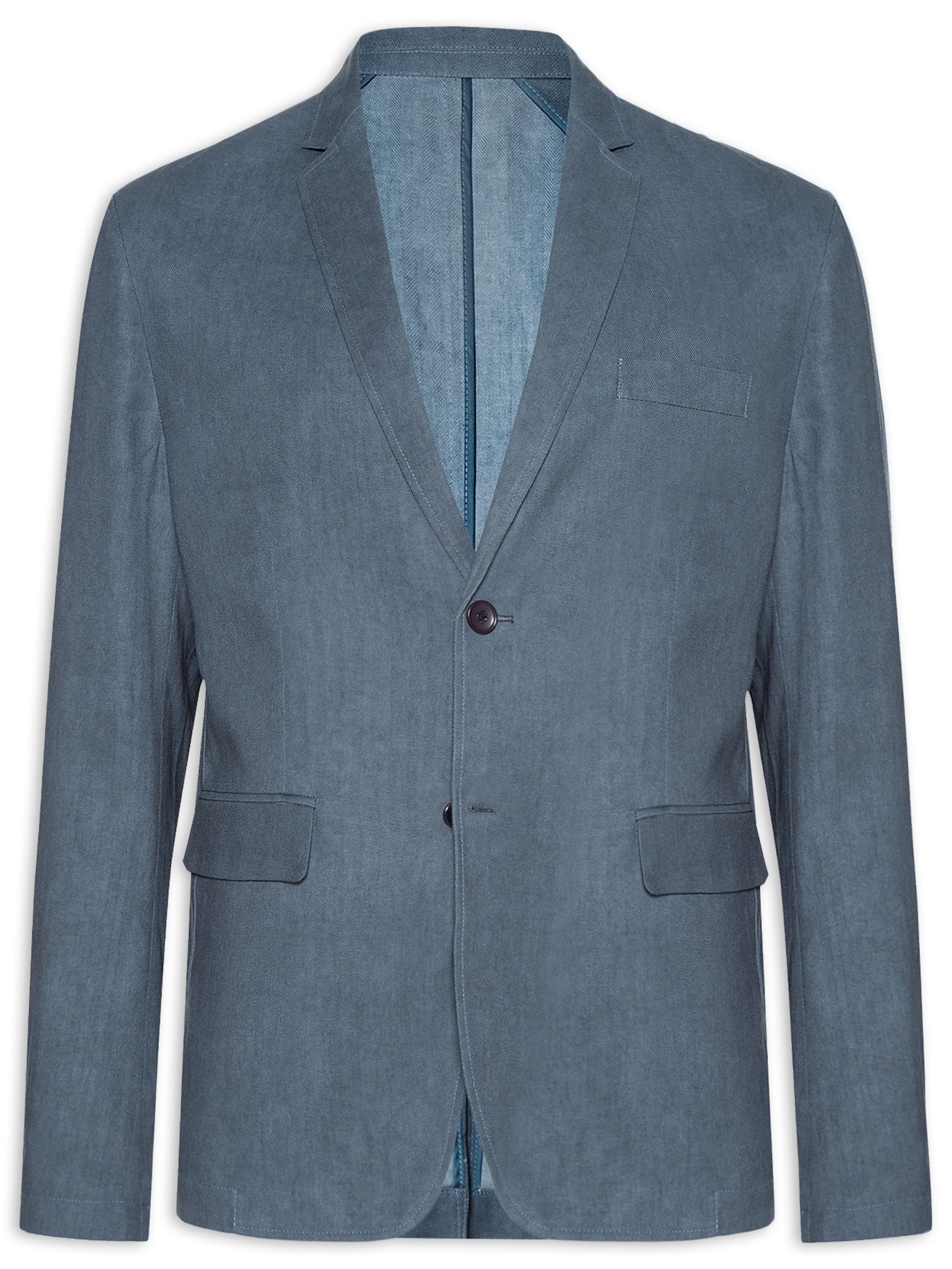 Foxton - Blazer Masculino Linho Portugal - Azul