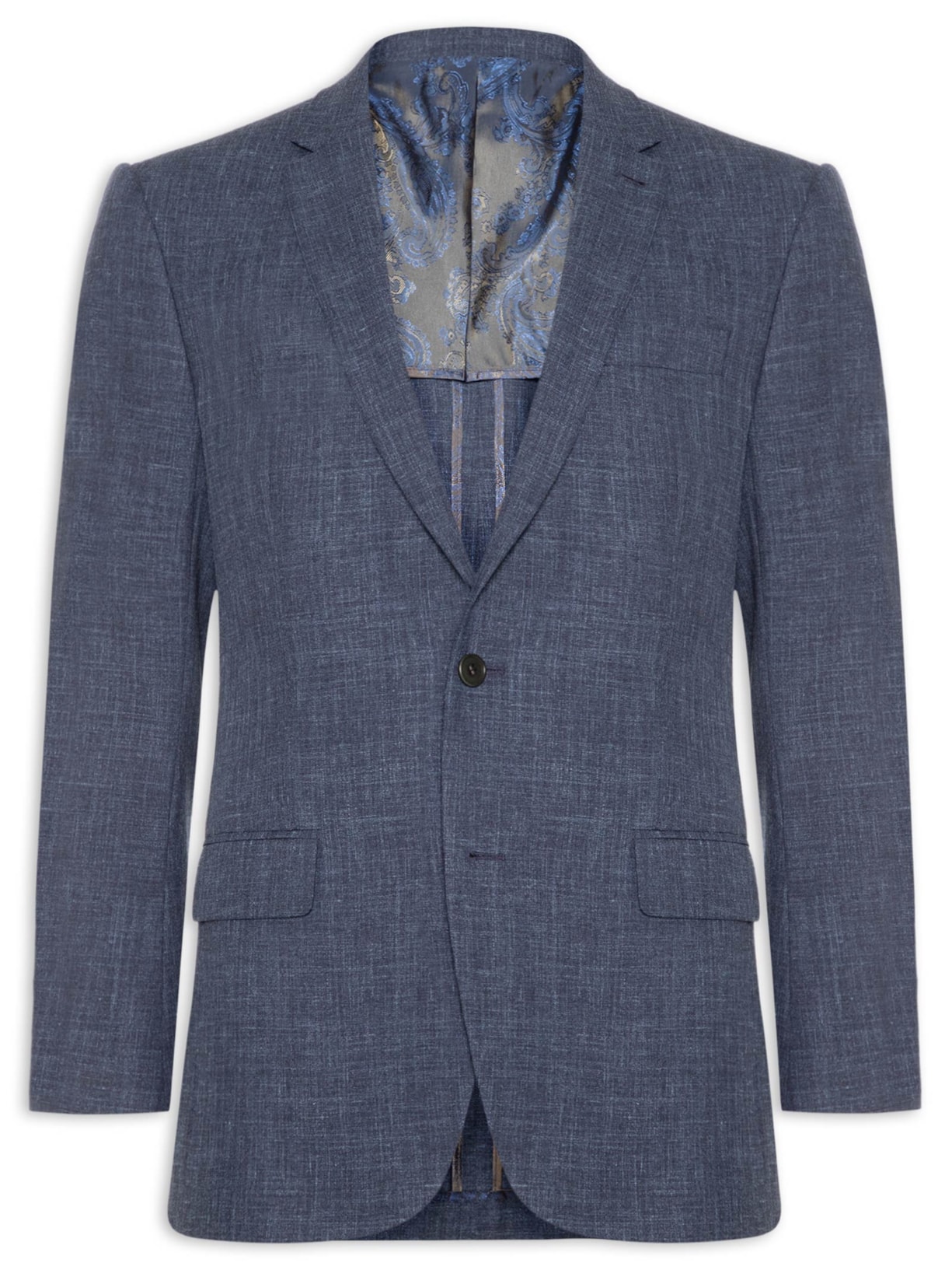 Blazer Masculino Meio Forro Em Lã 19/1 Com Linho E Seda Azul Ricardo Almeida