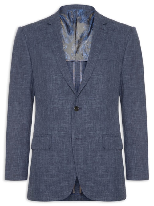 Blazer Masculino Meio Forro Em Lã 19/1 Com Linho E Seda - Azul