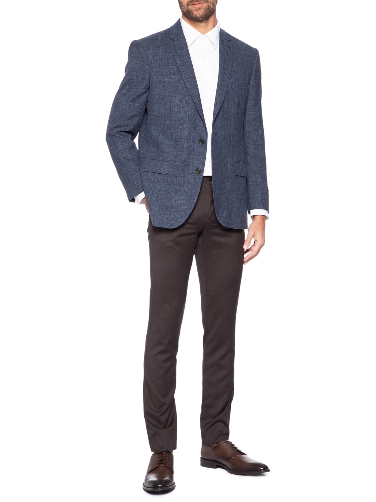 Blazer Masculino Meio Forro Em Lã 19/1 Com Linho E Seda Azul Ricardo Almeida