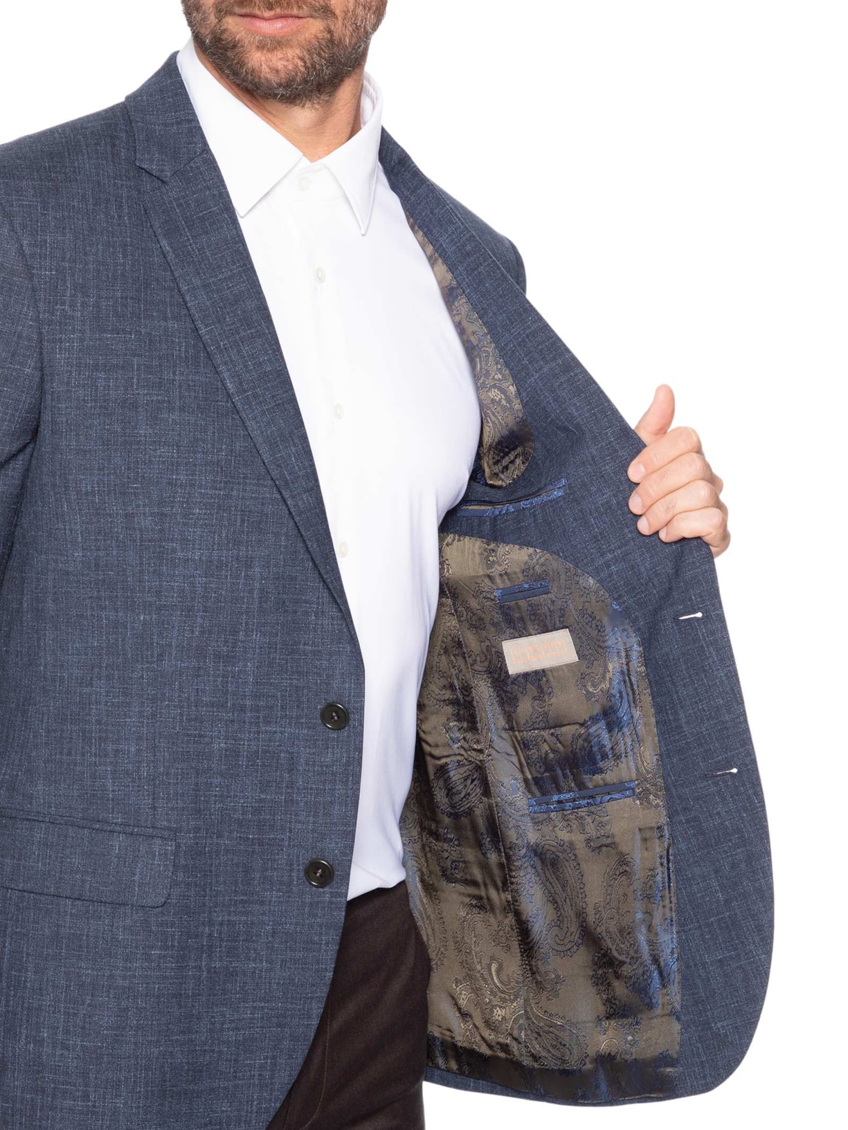 Blazer Masculino Meio Forro Em Lã 19/1 Com Linho E Seda Azul Ricardo Almeida