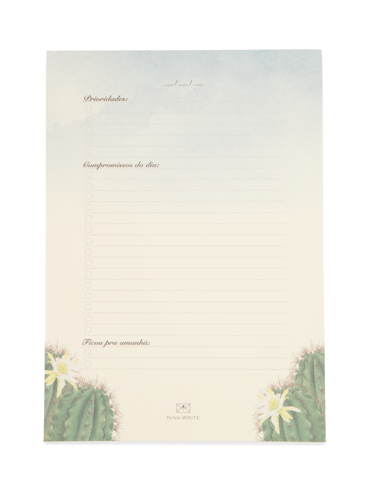 Bloco A5 Flores Mandacaru Diário Em Papel - Azul