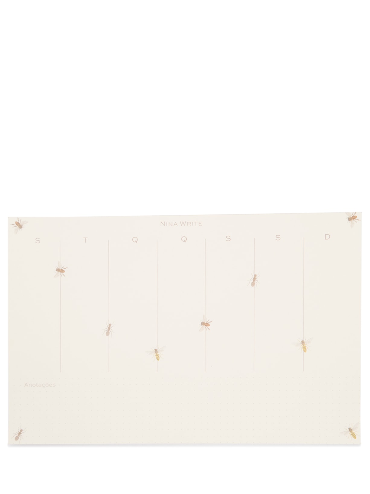 Bloco Insetos Planner Semanal - Bege