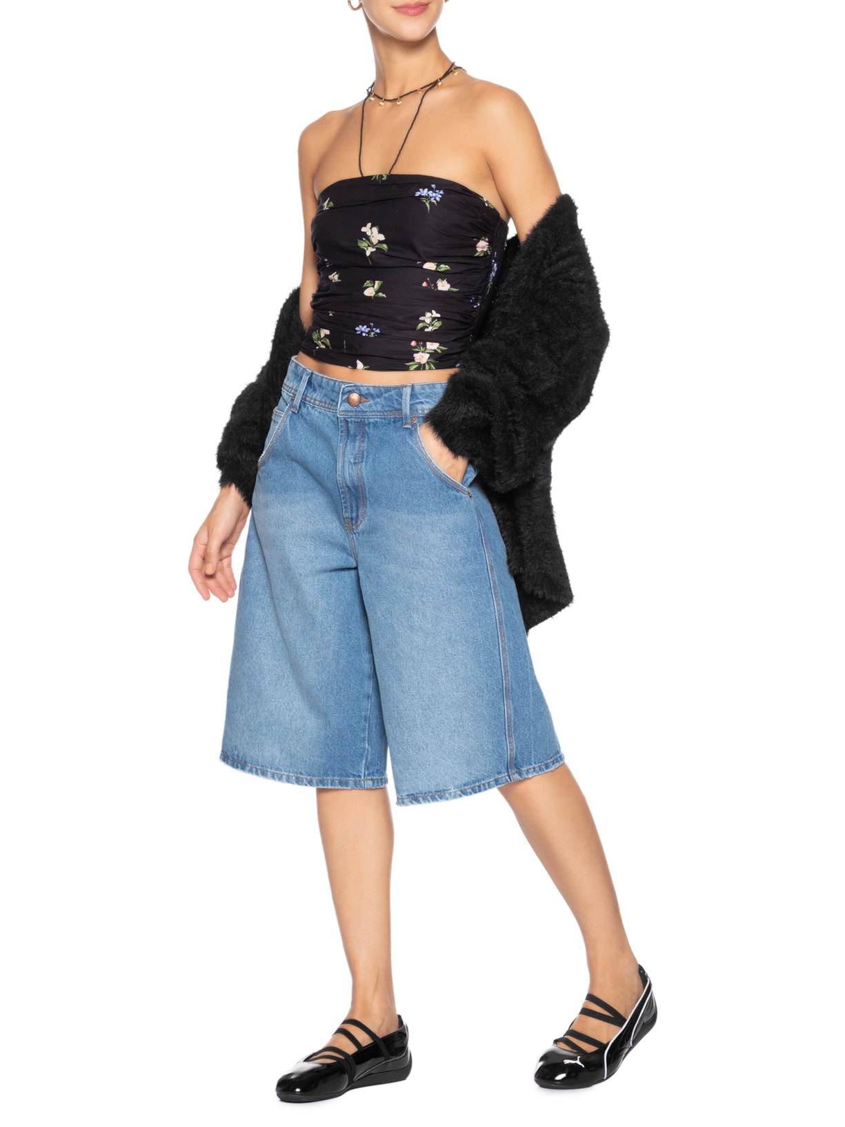 Blusa Água De Flor Preto Farm