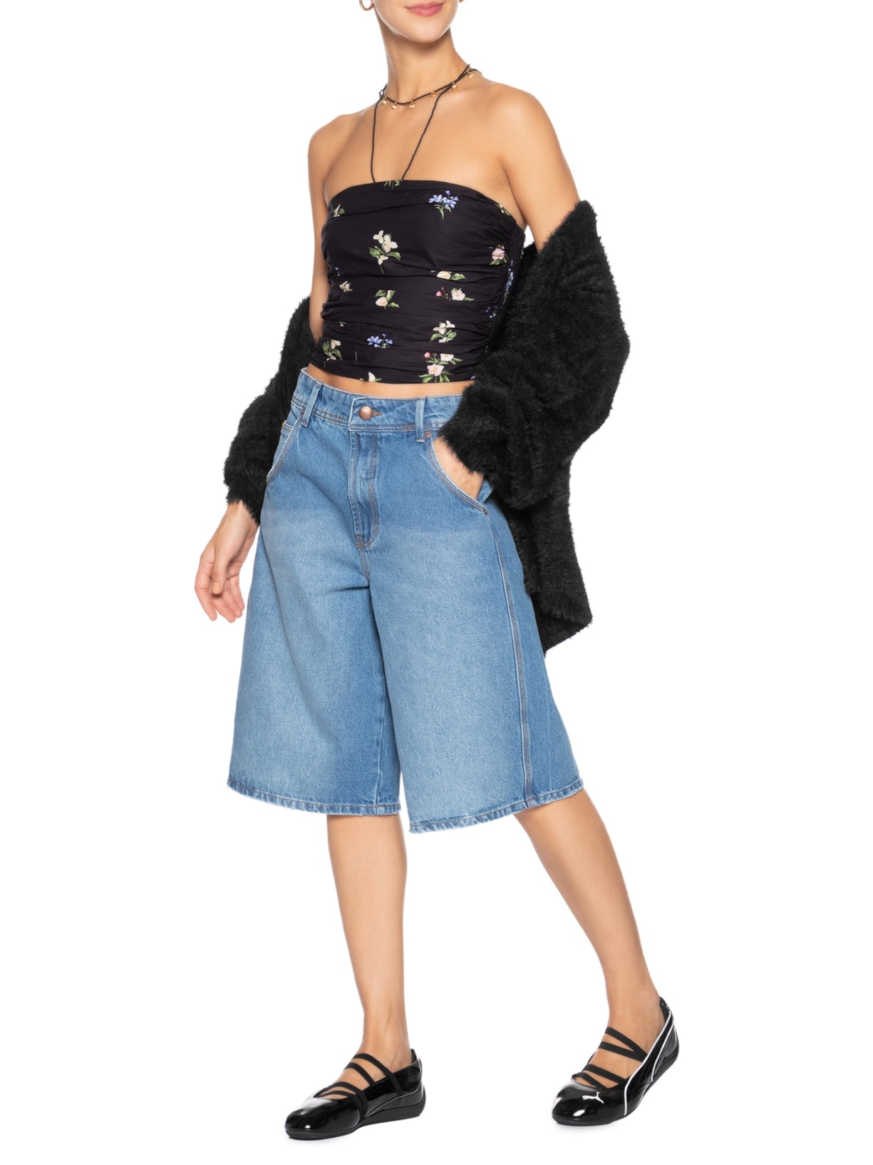 Blusa Água De Flor Preto Farm