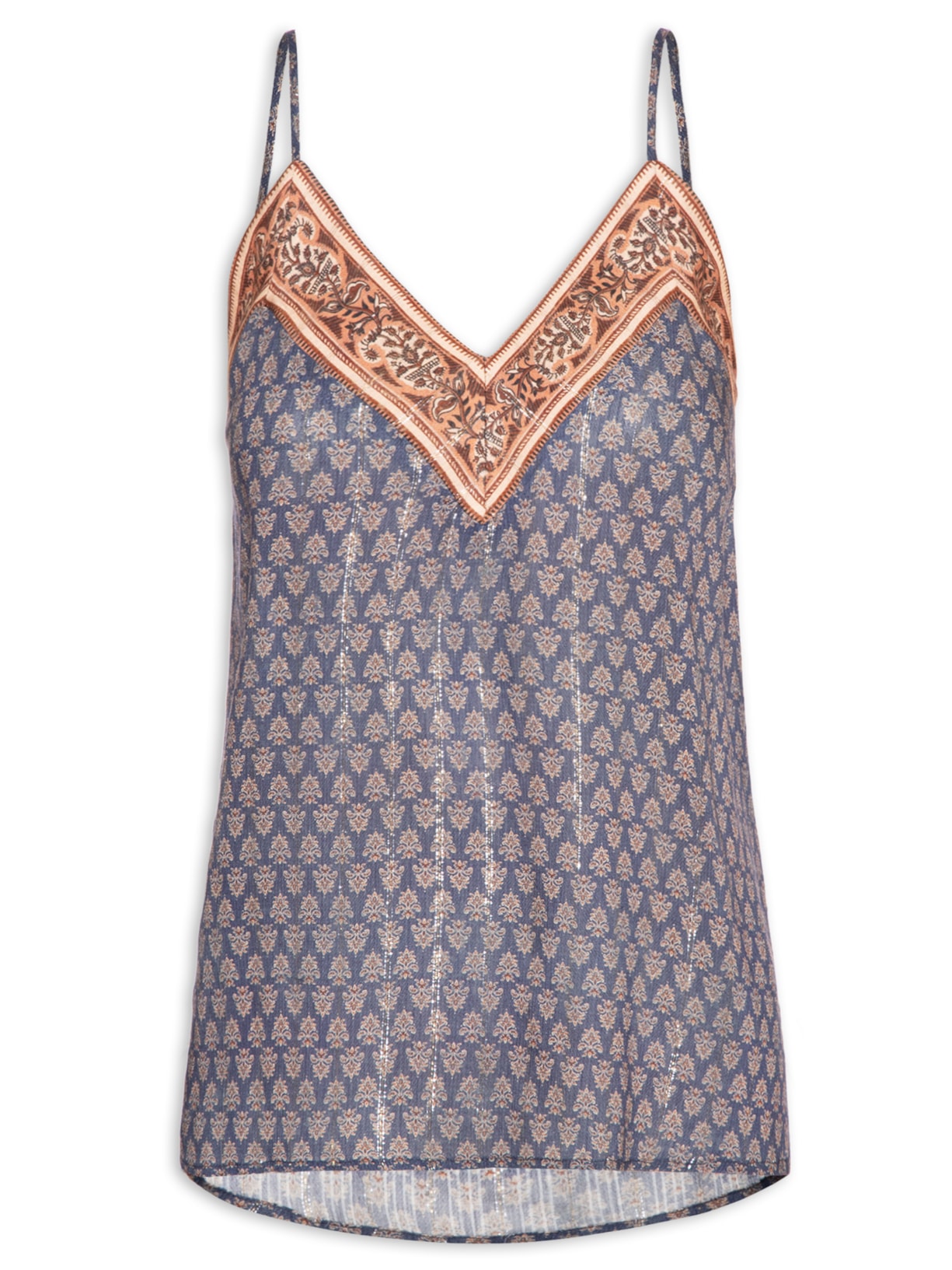 Blusa Alcinha Decote Estampa Pailin - Azul