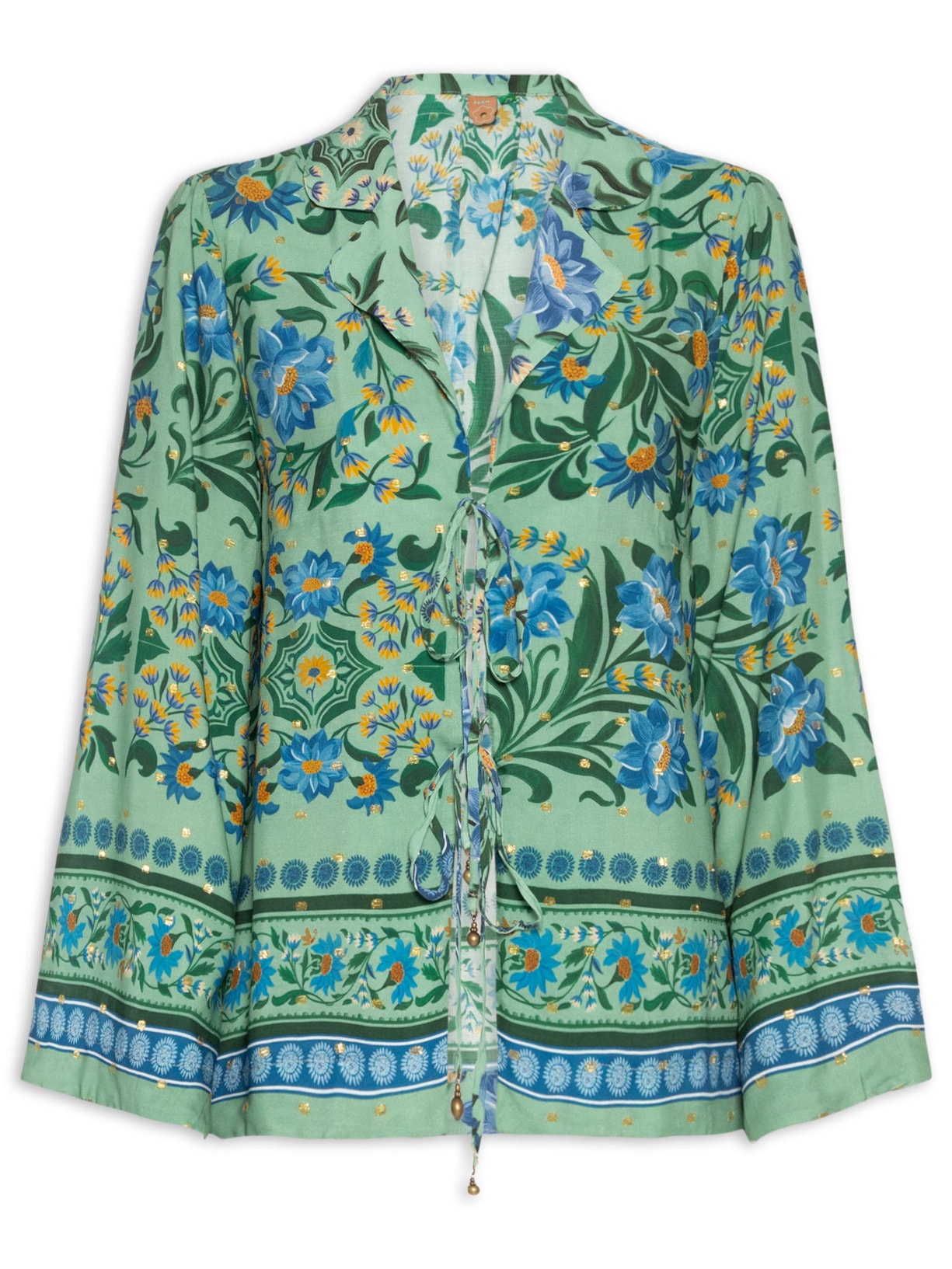 Blusa Amarração Azulejo Florido - Verde