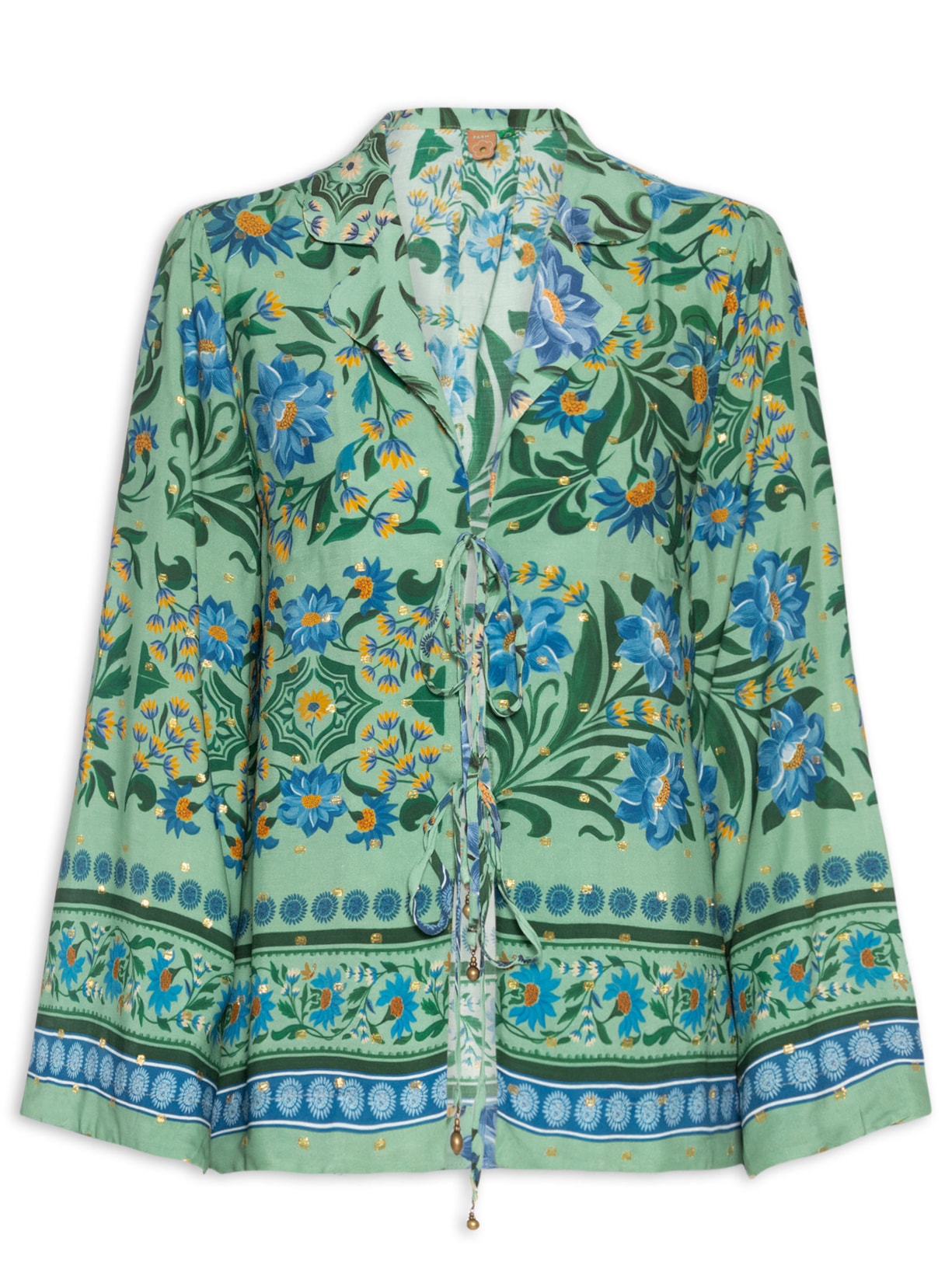 Blusa Amarração Azulejo Florido - Verde