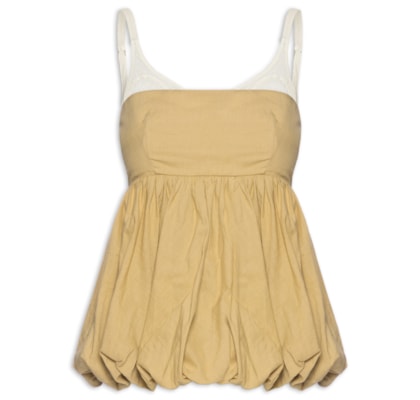 Blusa Balonê Tela Artesanal - Bege