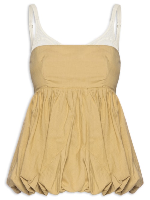 Blusa Balonê Tela Artesanal - Bege