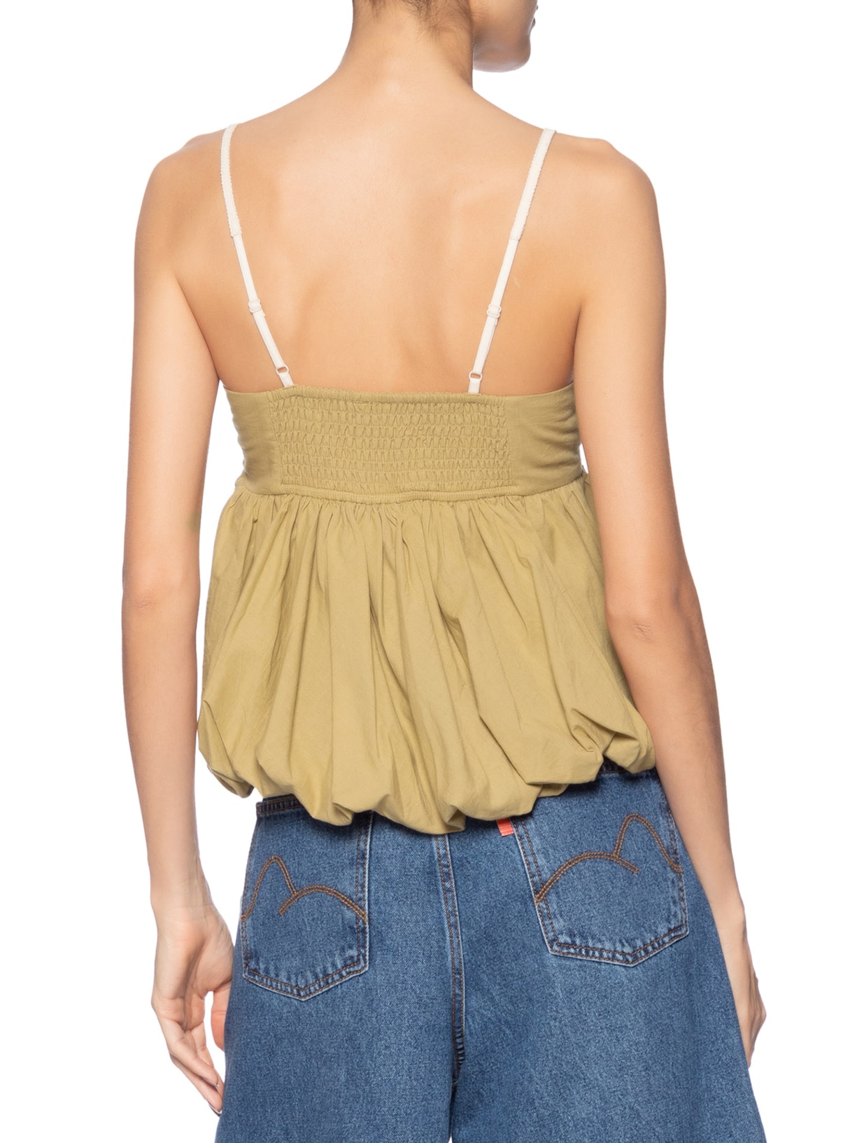 Blusa Balonê Tela Artesanal Bege Farm