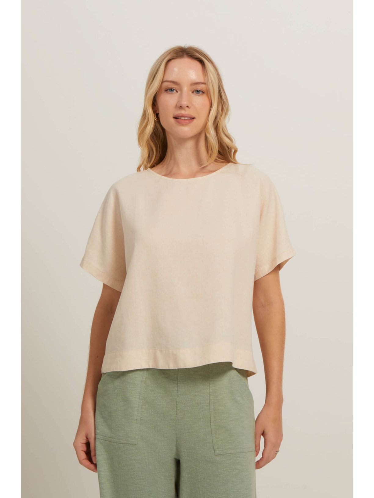 Blusa Bege Linho Matilda Yogini