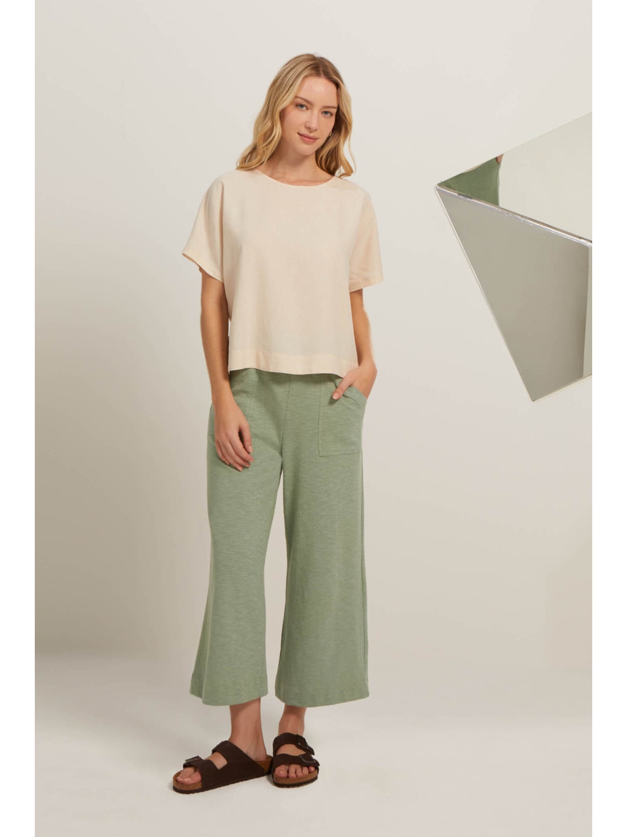 Blusa Bege Linho Matilda Yogini