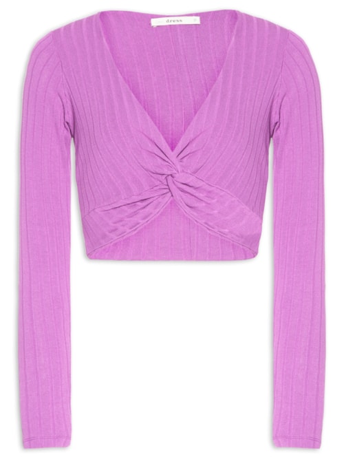 Blusa Canelada Transpasse Frente - Roxo