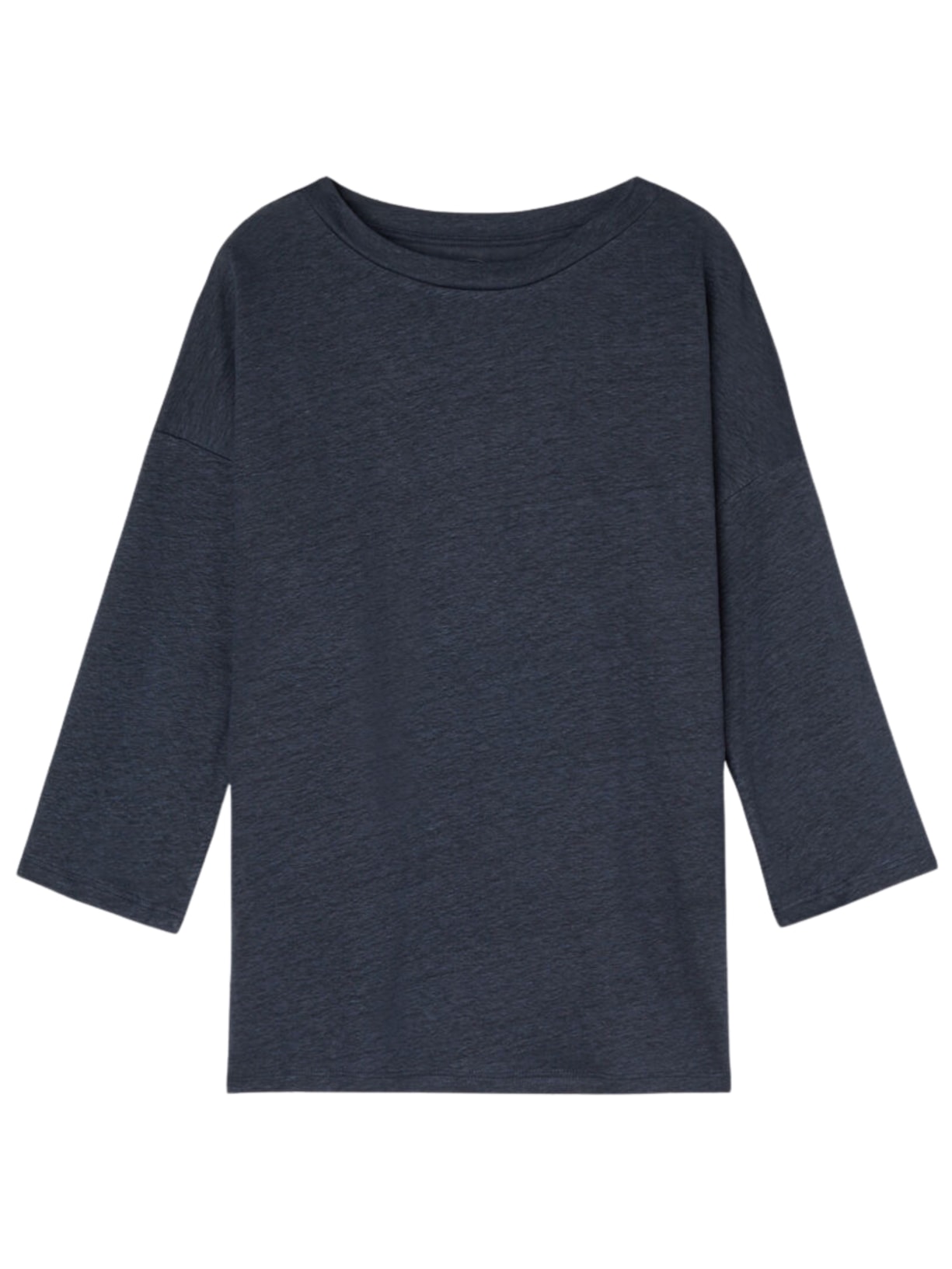 Blusa Com Decote Em Barco Em Linho - Azul