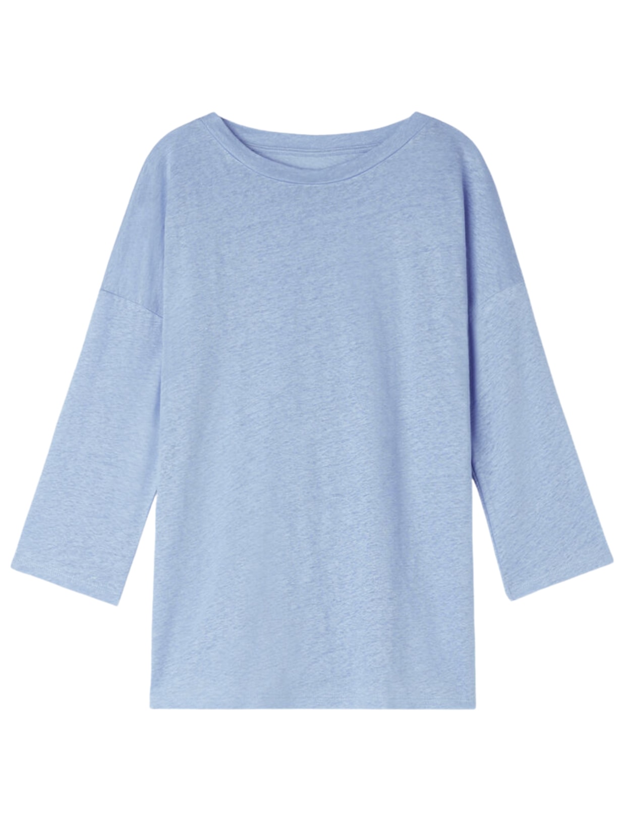 Blusa Com Decote Em Barco Em Linho - Azul