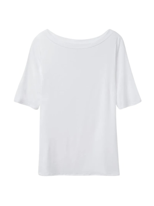 Blusa Com Gola Canoa Em Fresh Bamboo - Branco