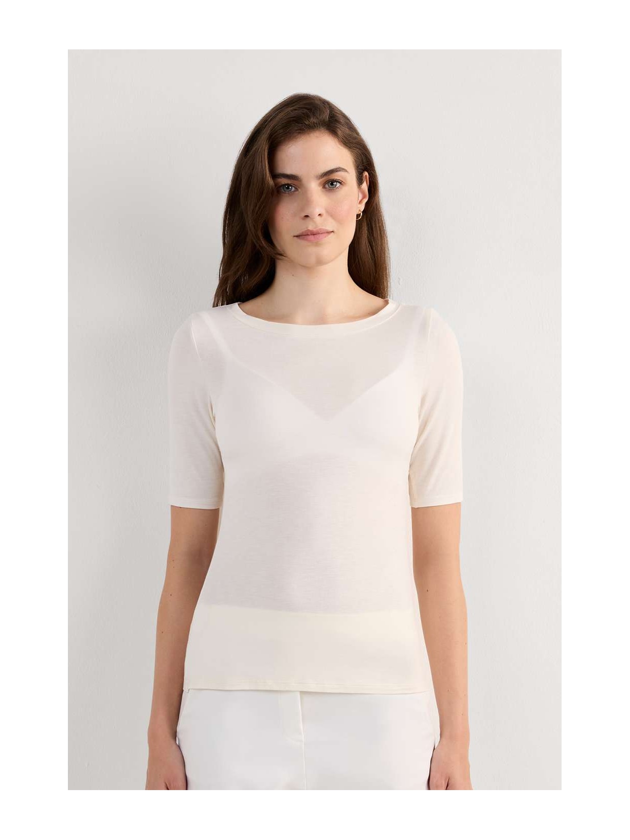 Blusa Com Gola Canoa Em Fresh Bamboo Off-White Intimissimi