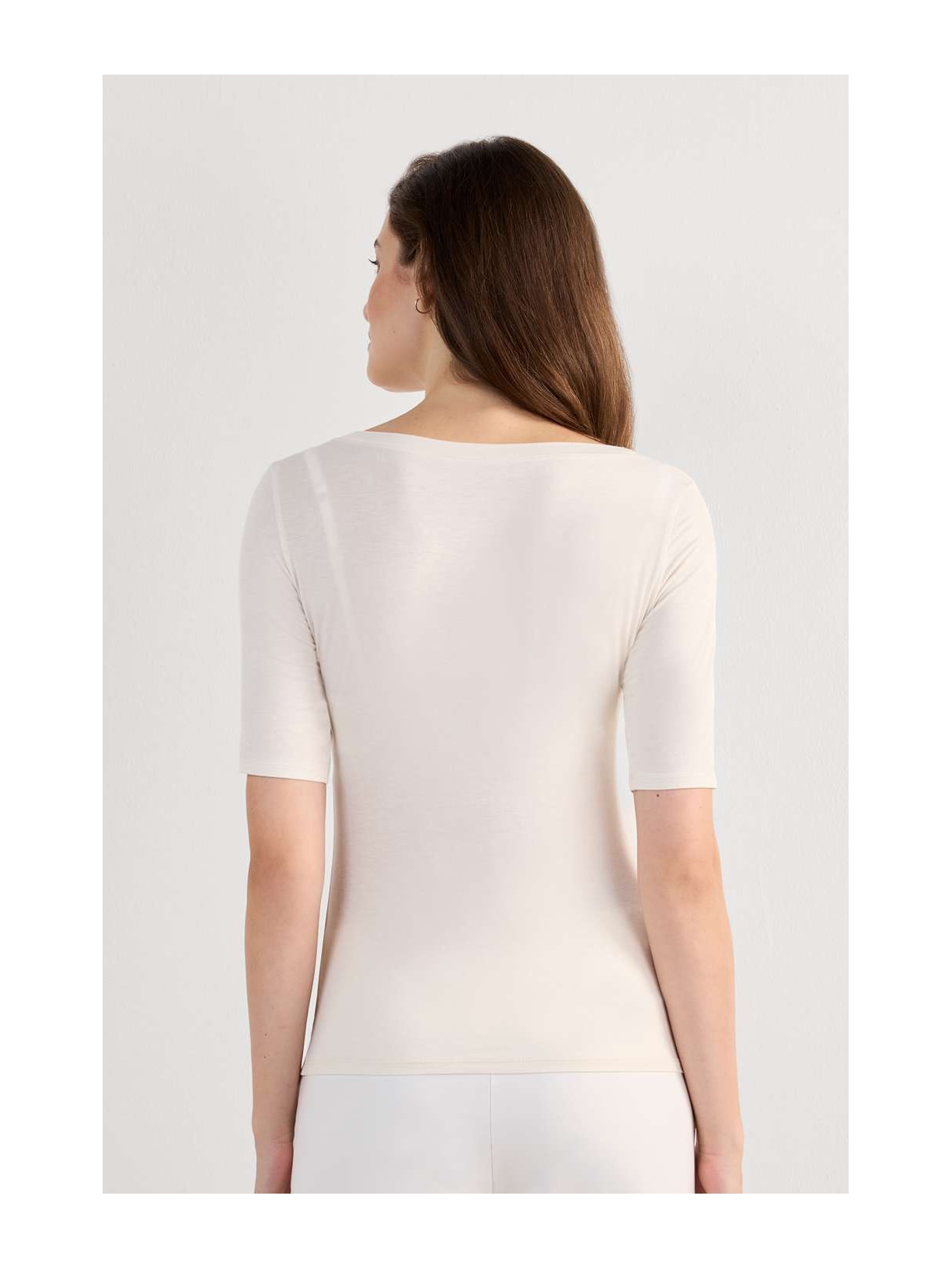 Blusa Com Gola Canoa Em Fresh Bamboo Off-White Intimissimi