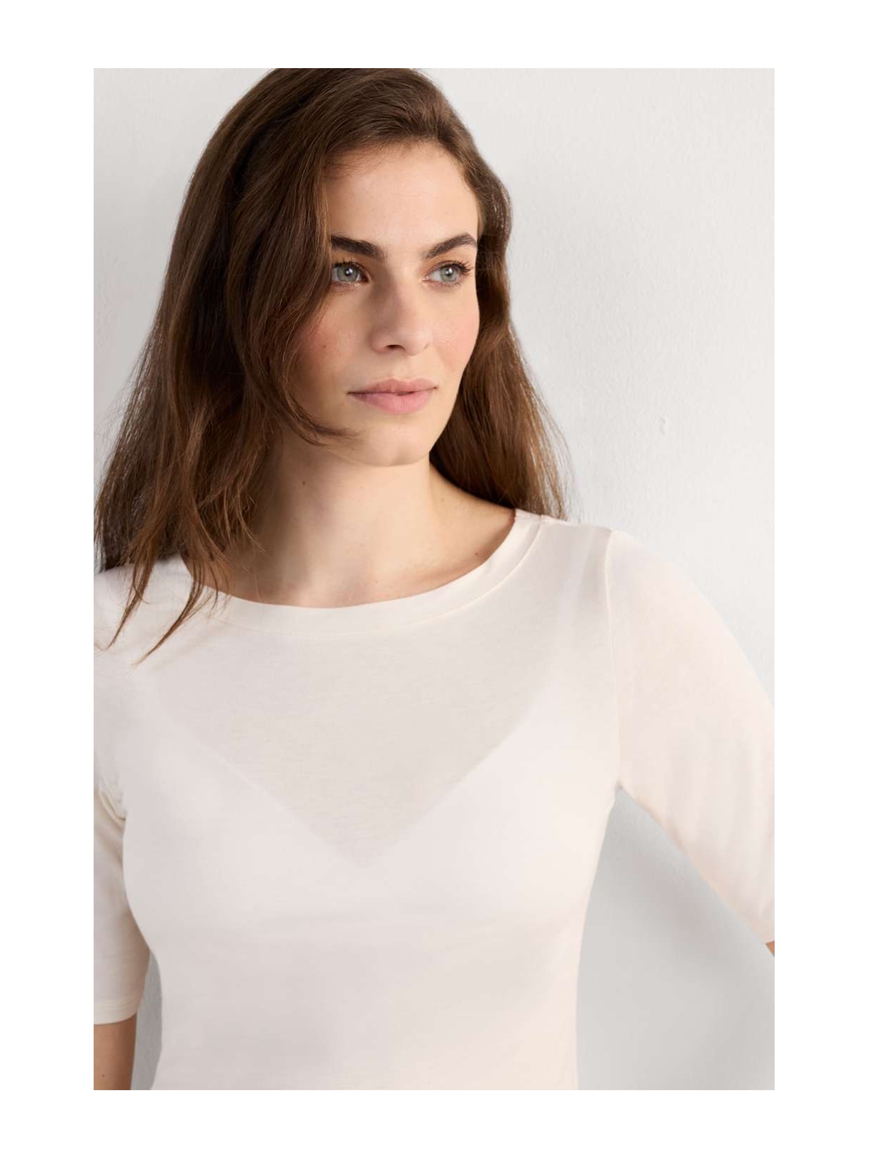 Blusa Com Gola Canoa Em Fresh Bamboo Off-White Intimissimi