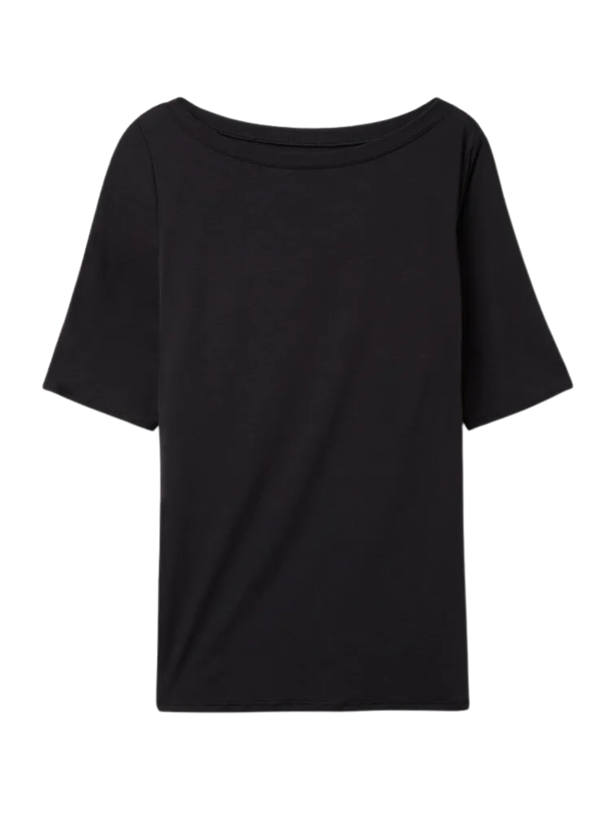 Blusa Com Gola Canoa Em Fresh Bamboo - Preto