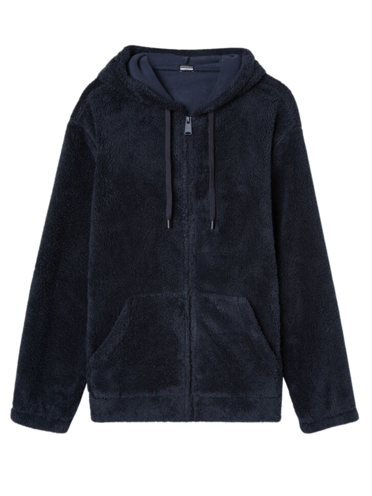 Blusa Com Zíper Efeito Pelúcia - Azul