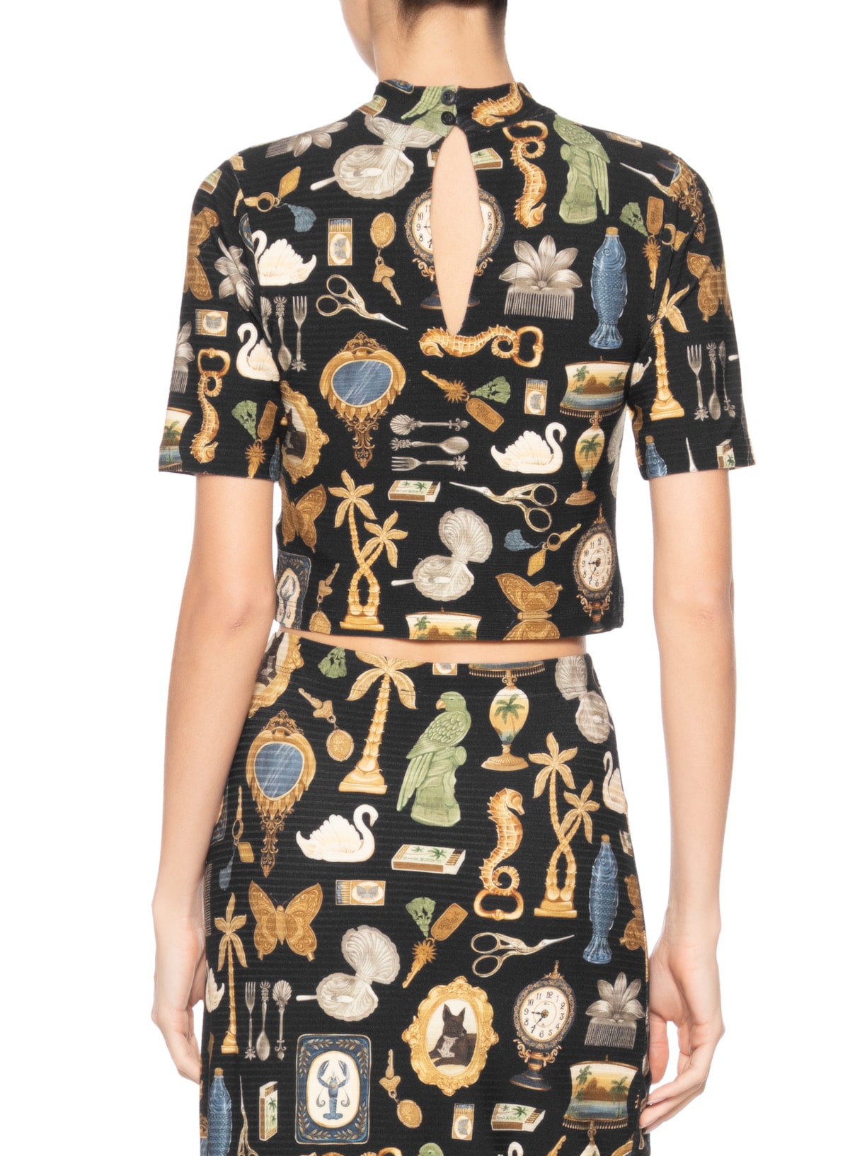 Blusa Cropped Bibelô Preto Farm