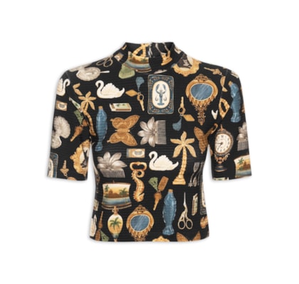 Blusa Cropped Bibelô - Preto