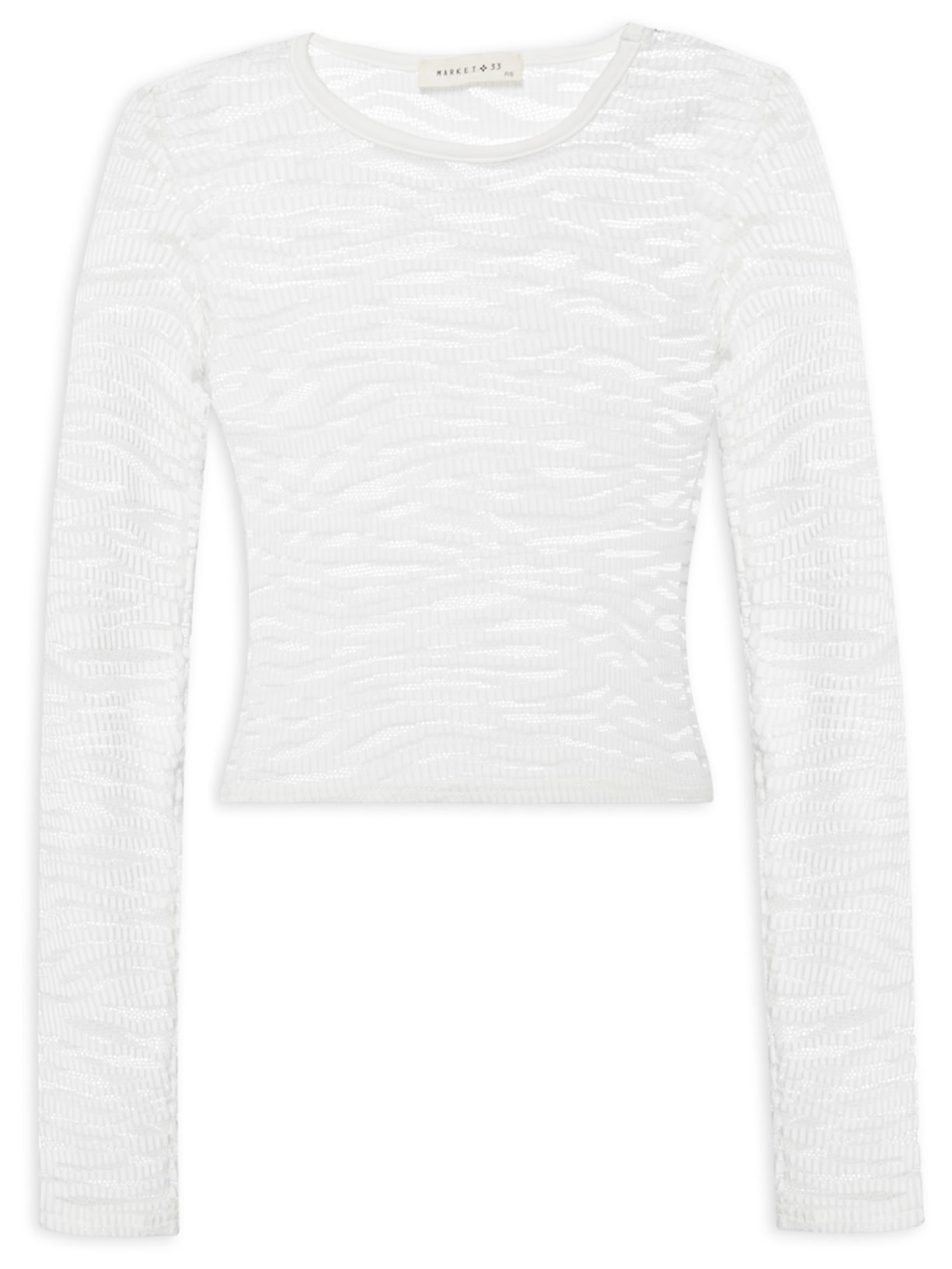 Blusa Cropped Feminina Manga Longa - Branco