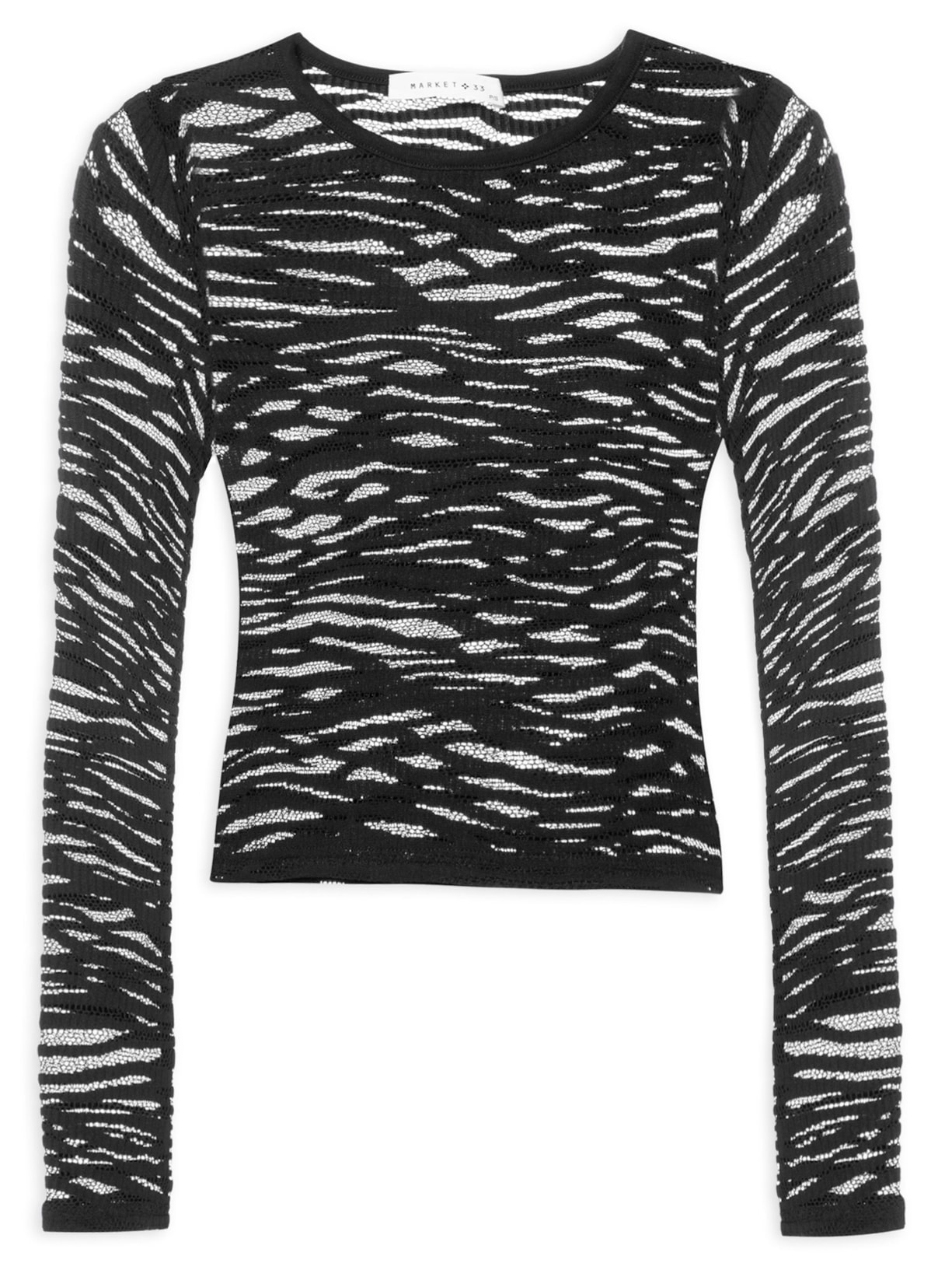 Blusa Cropped Feminina Manga Longa - Preto