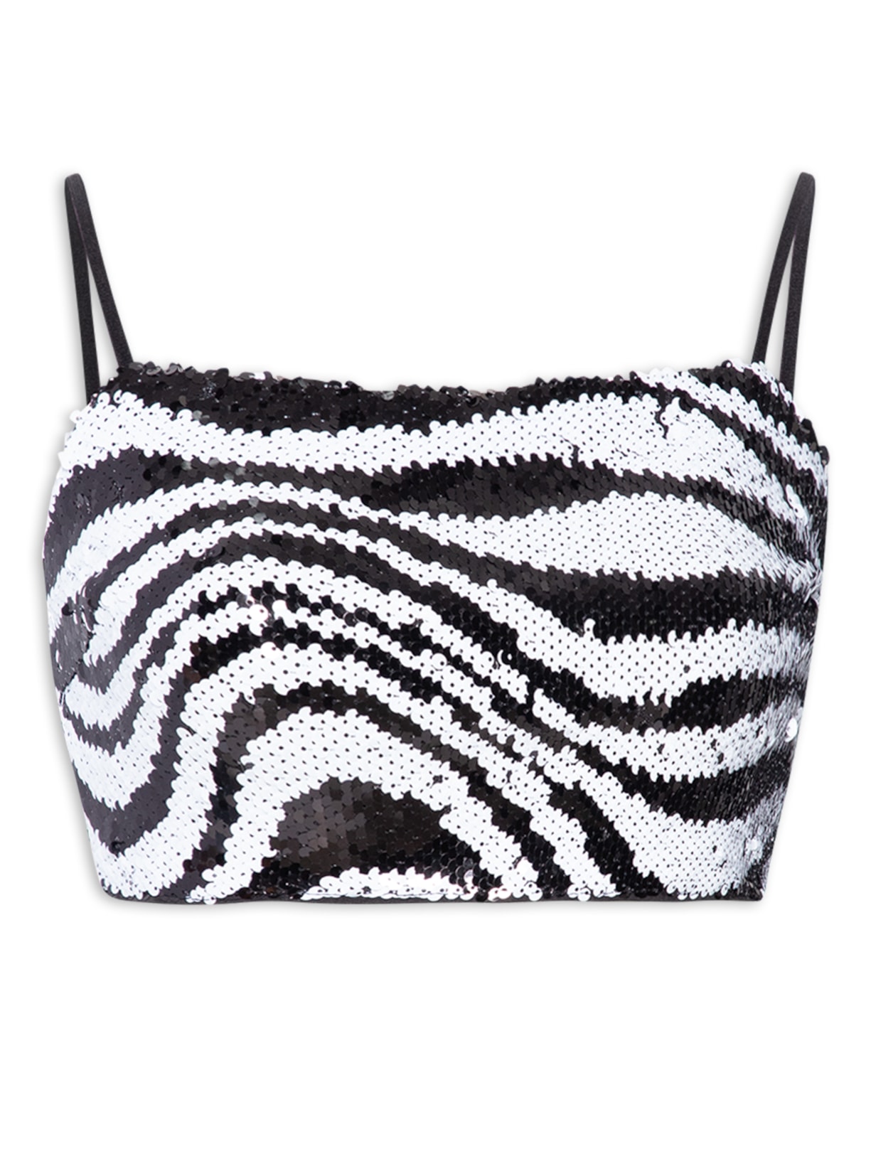 Blusa Cropped Feminina Paetê - Preto