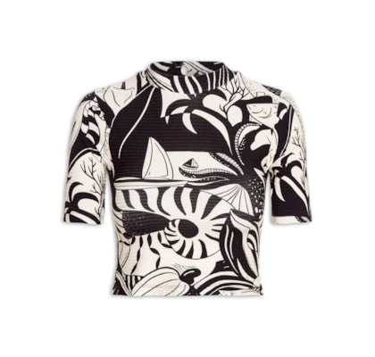 Blusa Cropped Festa De Mar - Preto