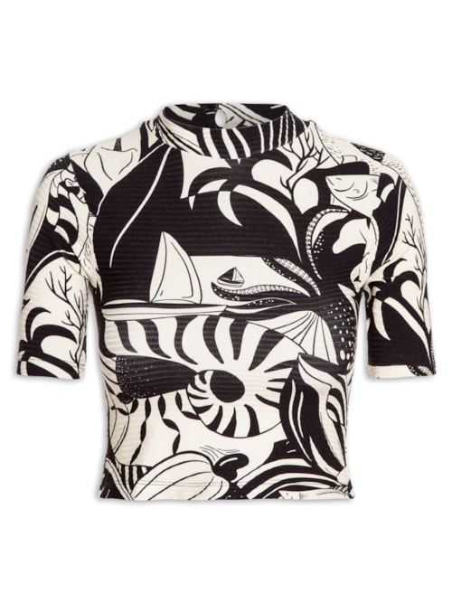 Blusa Cropped Festa De Mar - Preto