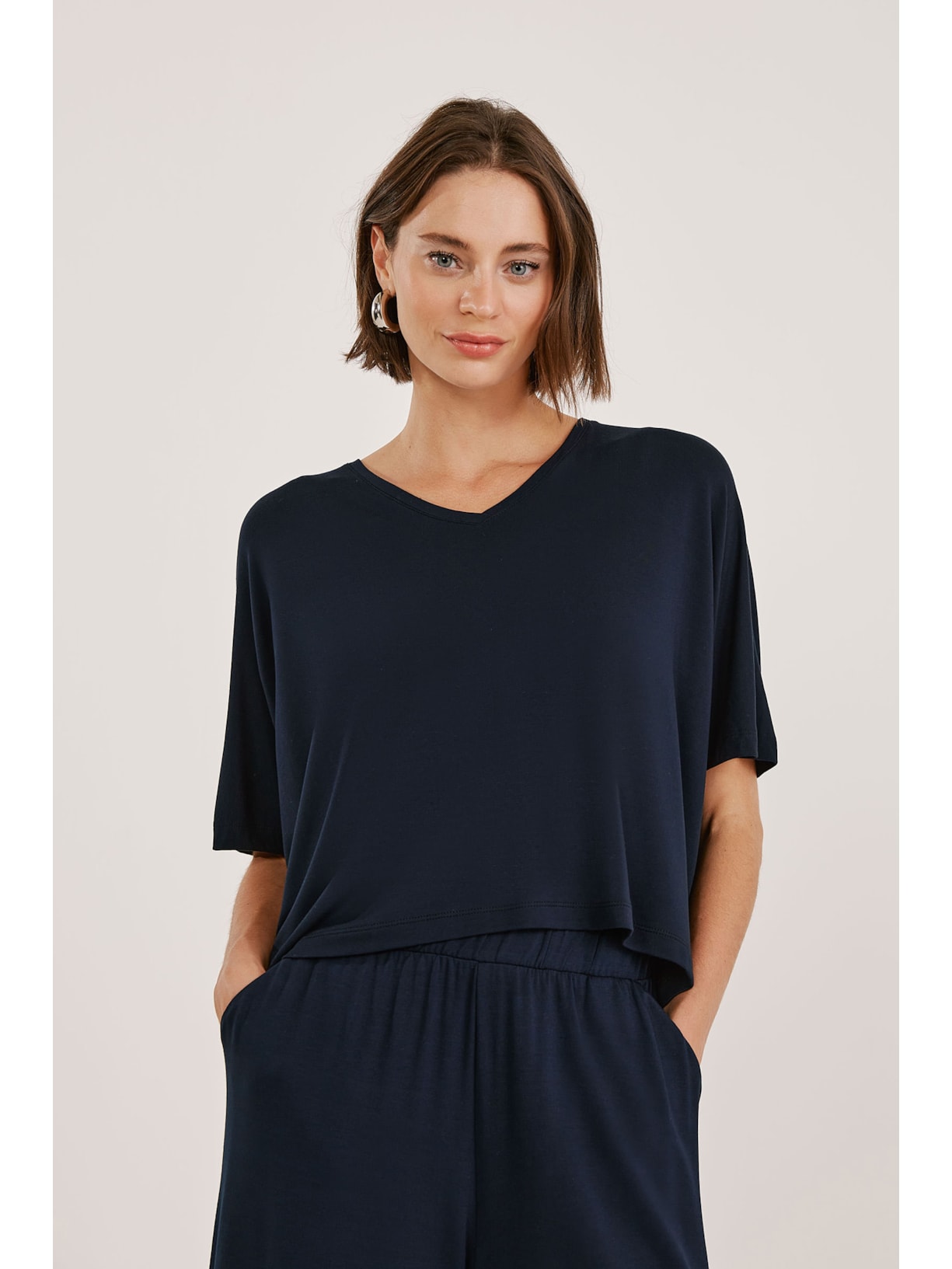 Blusa Cropped Marinho Bambu Isis Yogini