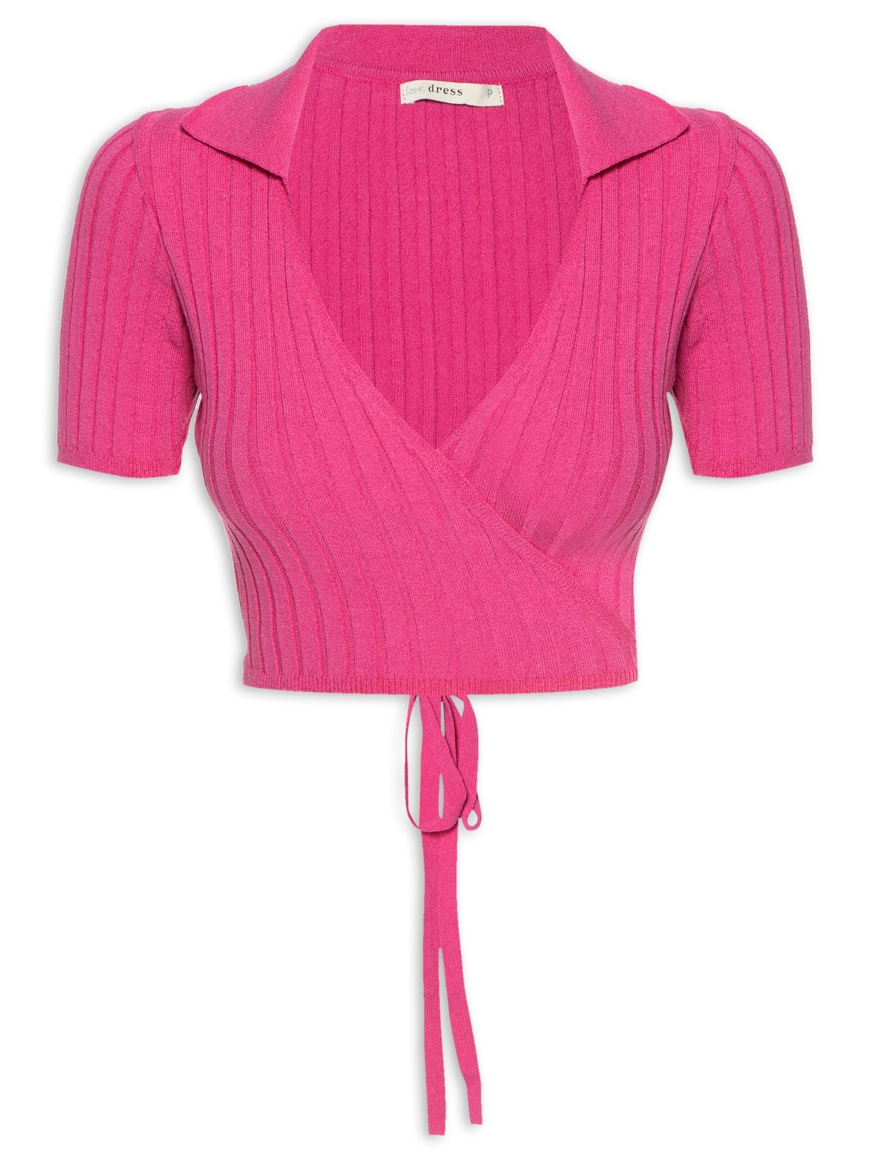 Blusa Cropped Transpassada Tricot Rosa Dress To